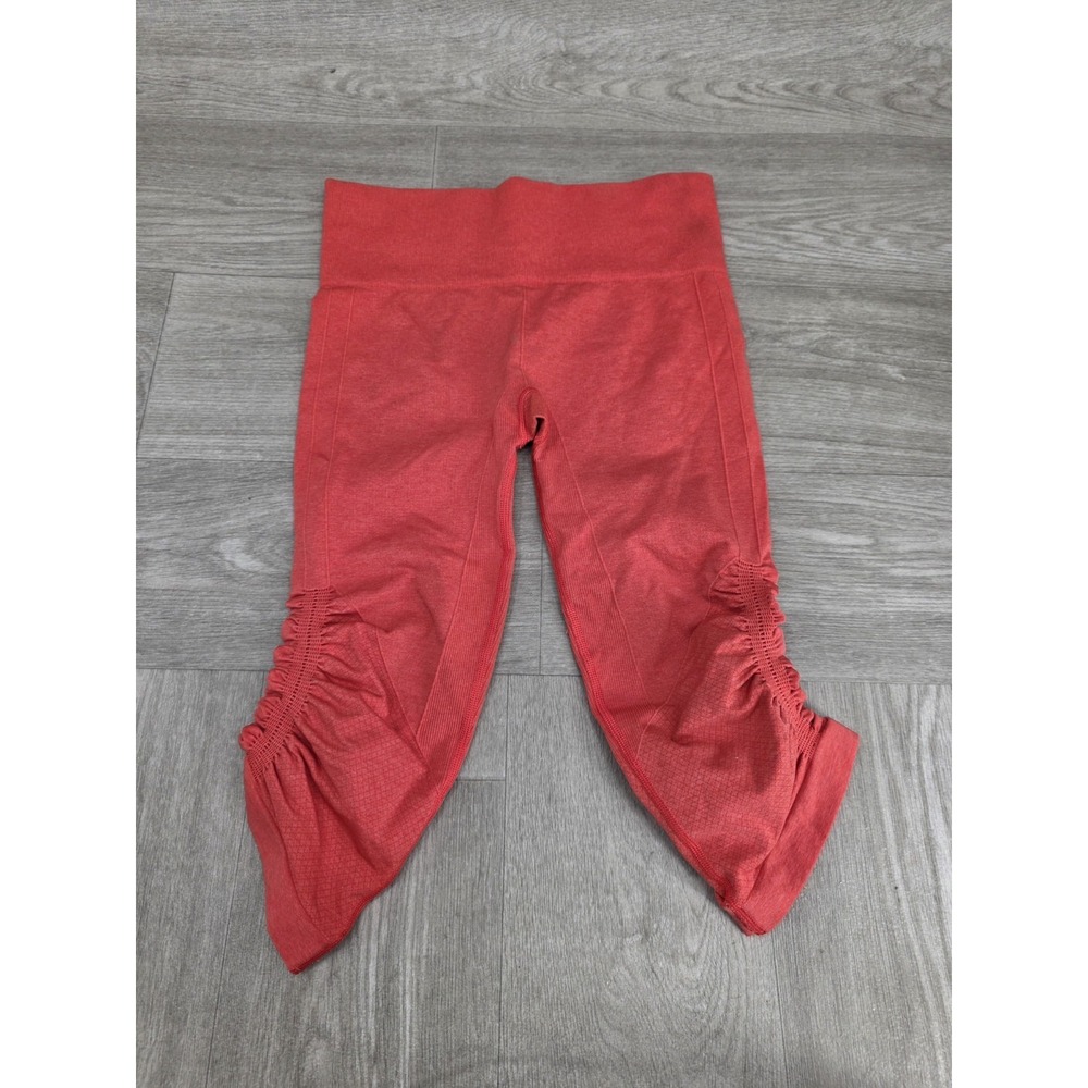 Lululemon Athletica Orange Ruched Cropped Leggings Athletic Pants Women's Size 6